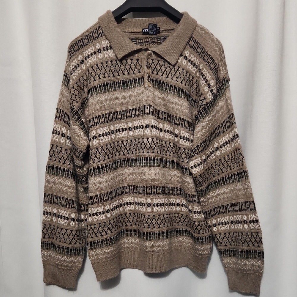 Men's Vintage Sweaters XL | Vintage Men's Jantzen Geometric Sweater Sz XL